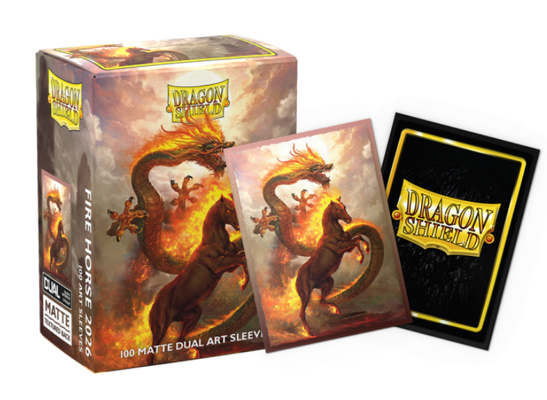 Dragon Shield - 100 Matte Dual Art Sleeves "Fire Horse 2026" Standard Size