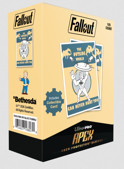 PREORDINE - Ultra Pro Apex Sleeves - Fallout Vault Boy: The Outside World