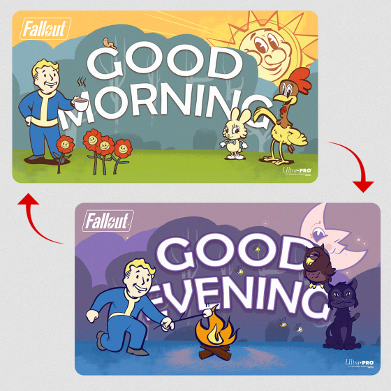 PREORDINE - Ultra Pro Double Sided Playmat - Fallout Vault Boy: Good Morning/Evening