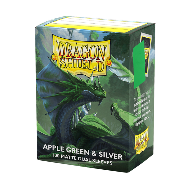 Dragon Shield - 100 Dual Sleeves Apple Green & Silver - Standard Size