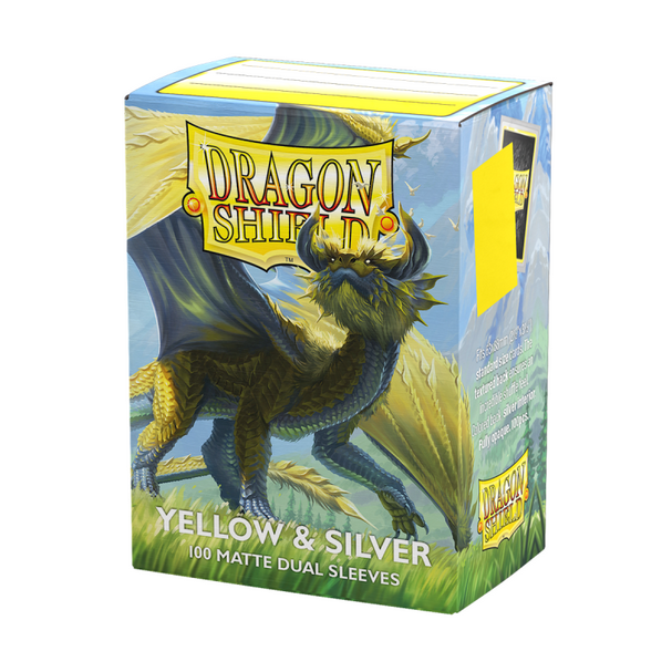 Dragon Shield - 100 Dual Sleeves Yellow & Silver - Standard Size