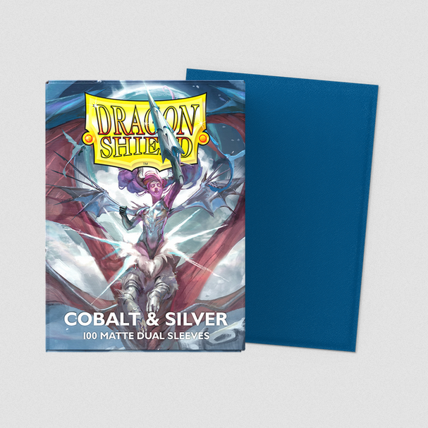 Dragon Shield - 100 Dual Sleeves Cobalt & Silver - Standard Size